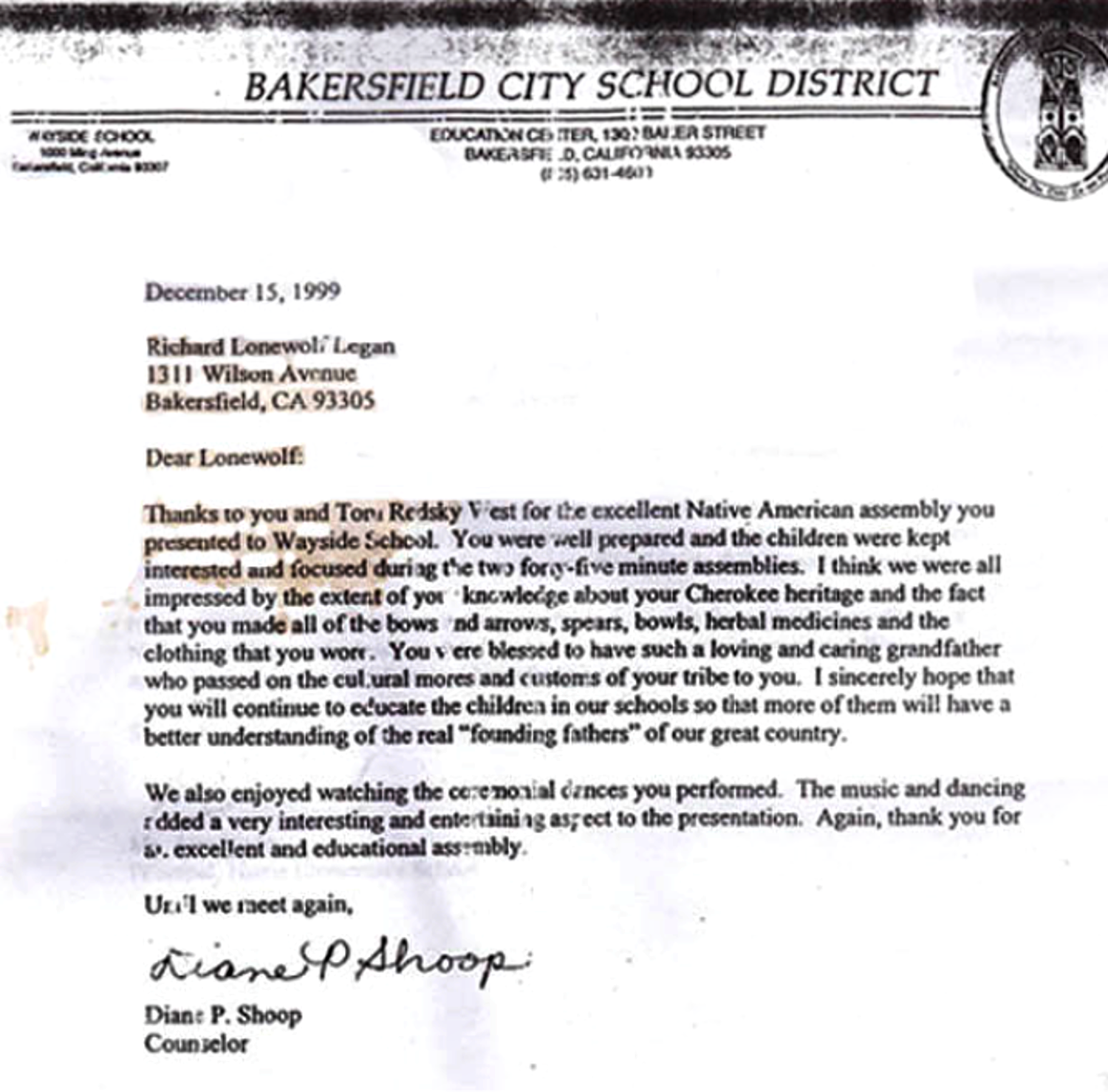 Bakersfield school letter bigger